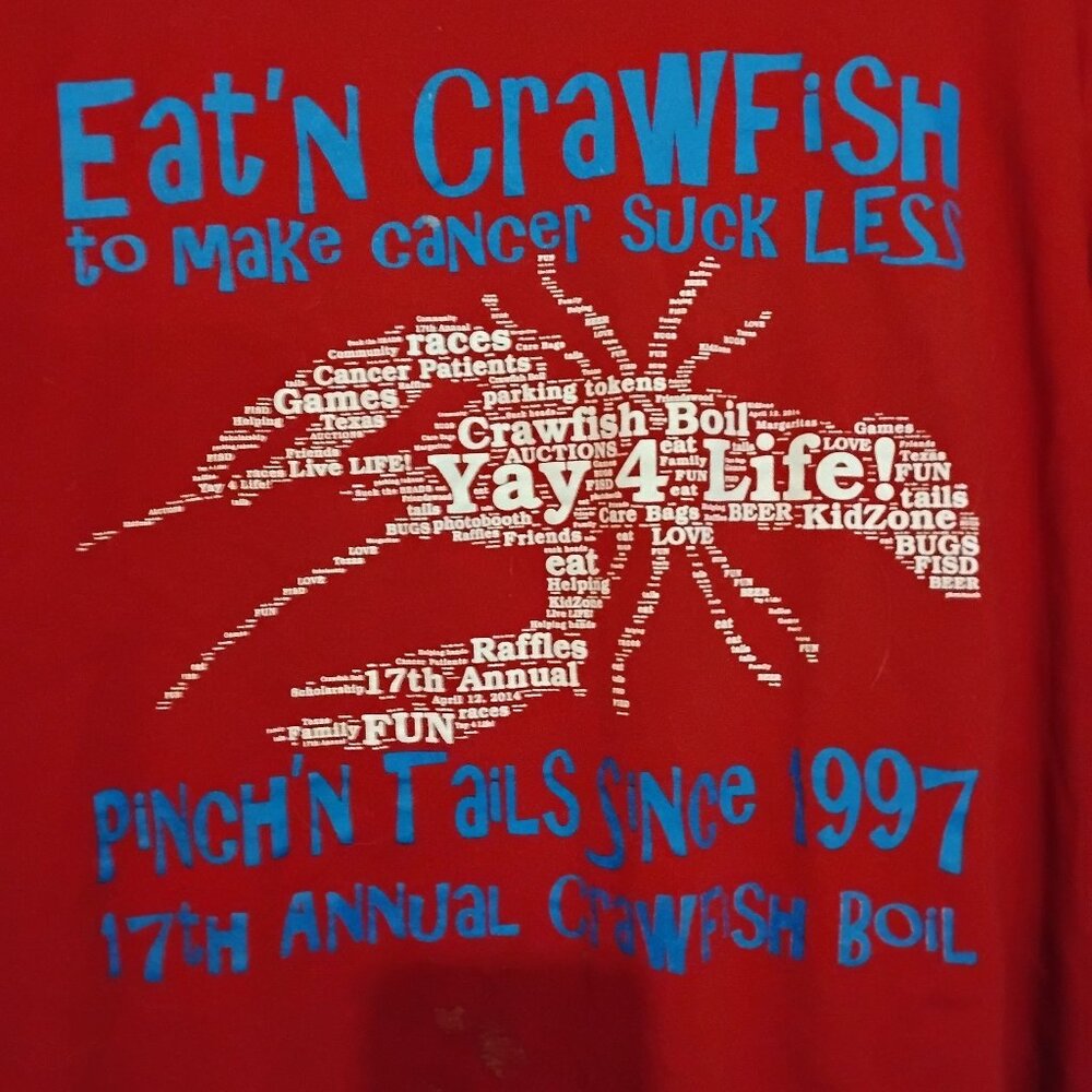 Men's Red Vintage XL Crawfish Boil 1997 Graphic T-Shirt